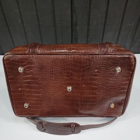 VTG Tote Duffel Bag Bath Body Works Brown Faux Alligator Leather 90s Y2K Travel - Picture 16 of 16
